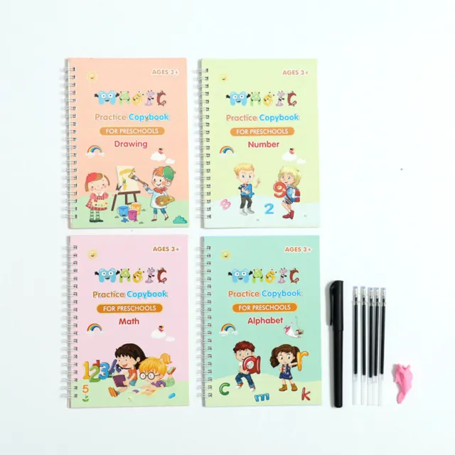 4pcs Magic Practice Copybook Groove Handwriting Copy Book Calligraphy For Kids