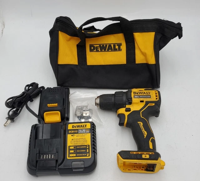 DEWALT DCD708 ATOMIC 20v Brushless Cordless 1/2" Drill + Battery +Charger + Bag DEWALT DCD708 ATOMIC 20v Brushless Cordless 1/2" Drill + Battery +Charger + Bag