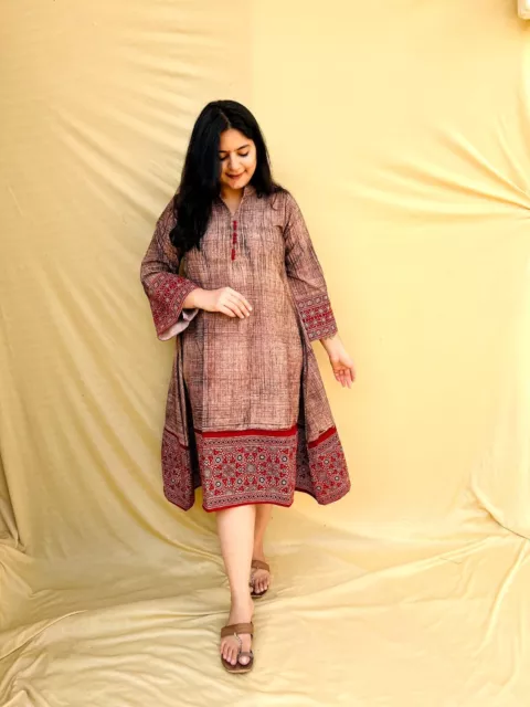 Indian Women's Ethnic Kurti Bollywood Designer Cotton Blend Kurta 1pc