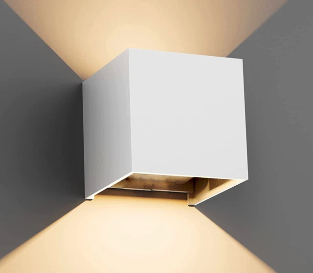 Applique Led Lampada Parete 20W Quadrato Bianco Luce Calda Interno Esterno F18