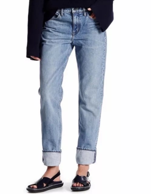 Helmut Lang Jeans Womens Size 25 Blue Boyfriend Mid Rise Straight Medium Wash