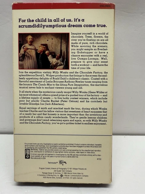 WILLY WONKA & The Chocolate Factory VHS Tape - Gene Wilder Classic! £5. ...