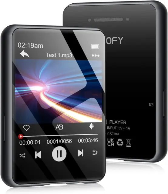 Lecteur MP3 32 Go Avec Bluetooth 5.0, Lecteur MP3 Et MP4 À Écran Tactile 2,4 ''