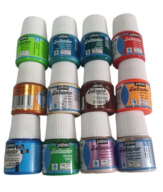 Pebeo Setacolor Stoff Textilfarben. Eisenfix. Maschinenwaschbar. 12 Töpfe Pebeo Setacolor Stoff Textilfarben. Eisenfix. Maschinenwaschbar. 12 Töpfe