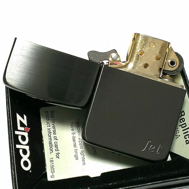 Zippo Oil Lighter 1941 Replica Jet Black Titanium Coating Gold Inside Unit Japan