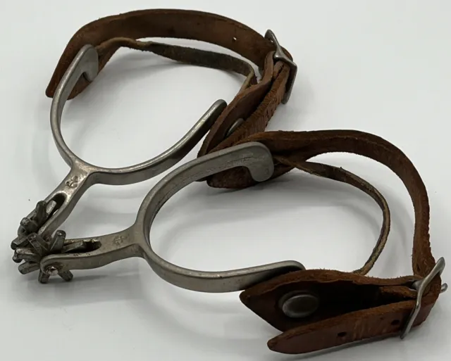 Vintage Pair Of NORTH & JUDD Anchor - Western Cowboy Spurs with Leather Straps