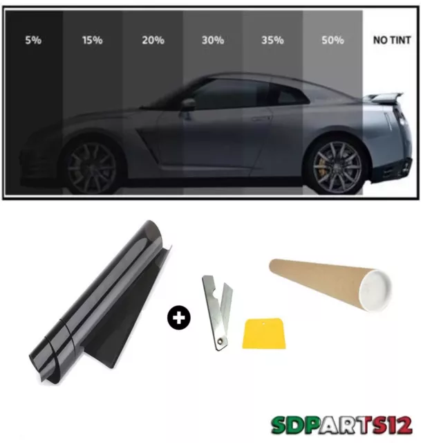 Pellicola Adesiva Oscurante Finestra Vetri Auto 35% Solare Nera 50x300cm