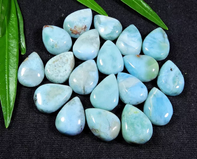 ELEGANTE ~ 19 piezas de anillo de pectolita Larimar natural tamaño pera...