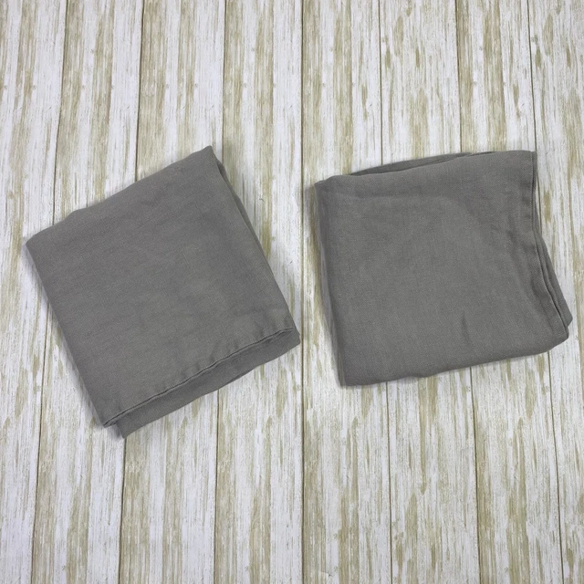 Restoration Hardware Gray Stone Washed Linen King Pillow Cases Set of Two (2)