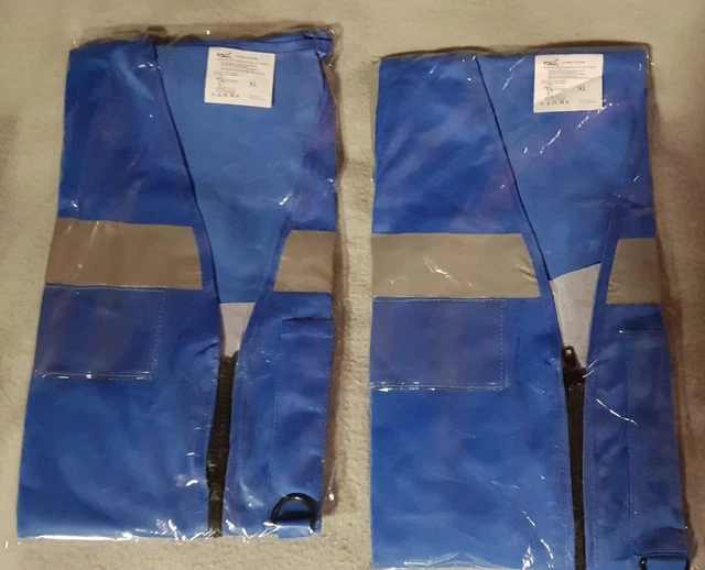 Gilet da lavoro multitasca YOKO HVW801 Executive con cerniera alta visibilità blu reale XL x2