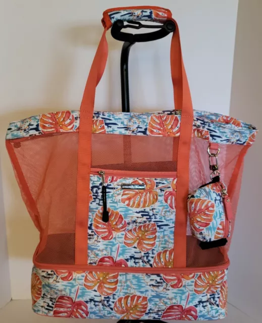 Samantha Brown Luggage To-Go Insulated Bottom Mesh Tote Carry On Paradise Waters
