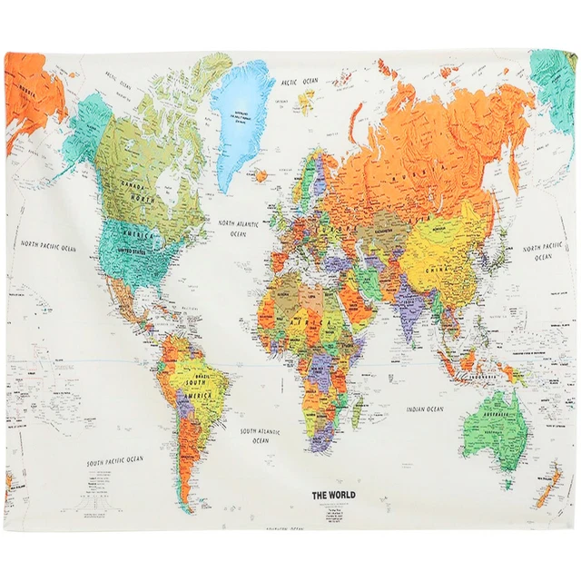 Lasting Colorfast Ornamental Creative world map tapestry for Gift Option