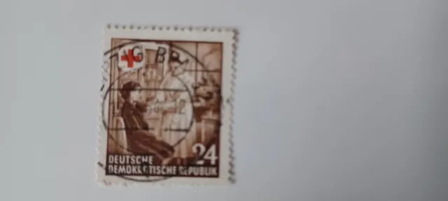 Briefmarke DDR 1953 Mi 385 24 Pf Deutsches Rotes Kreuz in der DDR gest 17.2.54