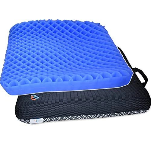 HANCHUAN Gel Seat Cushion Extra Firm & Thick Sitter W Honeycomb Egg Crate Breath