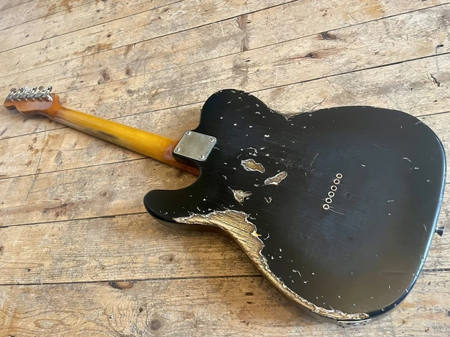 Telecaster Black aged Heavy Relic Vintage Style Great Player checked paint 9