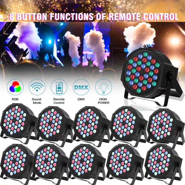 10X 80W 36 LED RGB Stage Lighting DMX512 PAR Light Bar Party Disco Light Remote