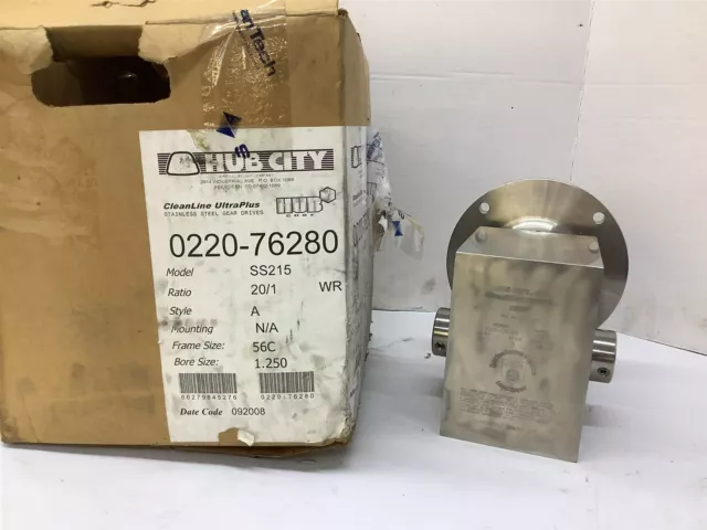 Hub City 0220-76280 Gear Reducer 20/1 Ratio 56CFR Bore Size 1.250