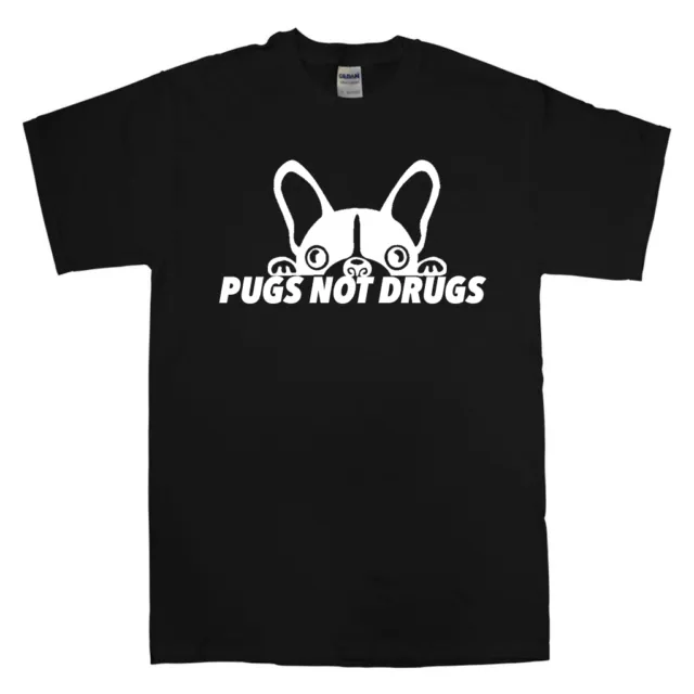 Pugs Not Drugs Pug Dog Top Ladies Mens Tee Gift Womens Print Funny Tshirt Unisex