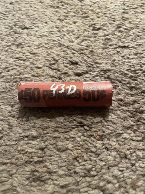 1943 D Steel Wheat Cent  Penny Roll Real Nice Uncirculated (50 Coins)