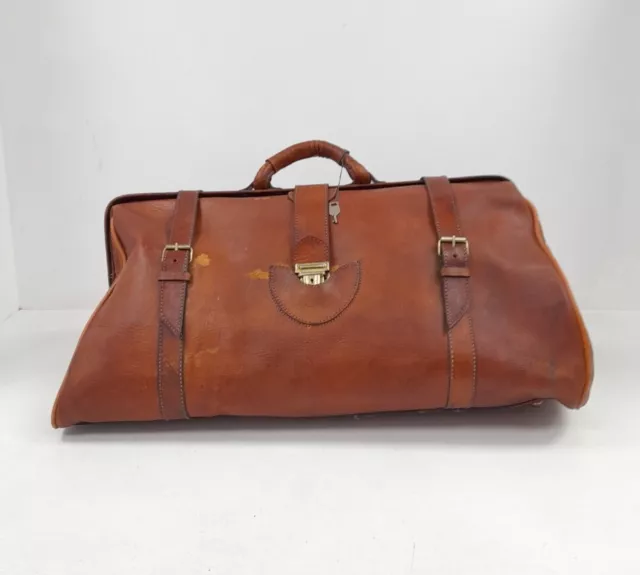 Vintage Ben Lhachmi Leather Holdall Bag Gladstone Doctor Russet Brown RMF52-SJT