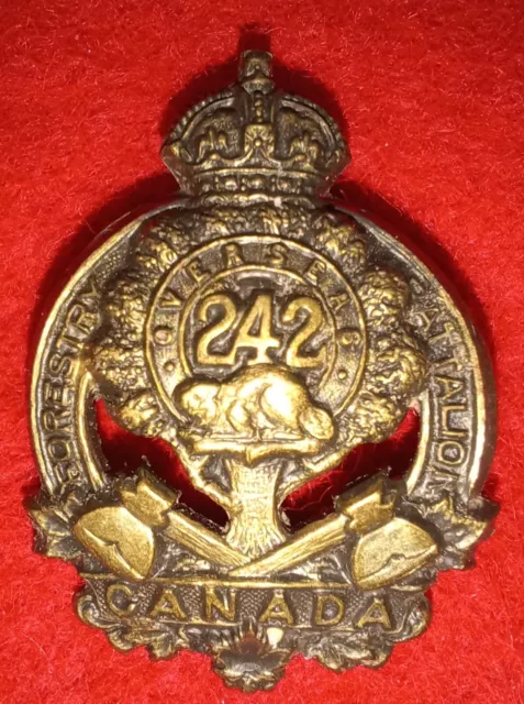 242nd Forestry Battalion Collar Badge, CEF WW1, Canadian