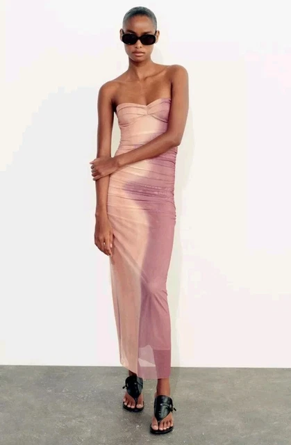 pink tie dye dress zara Zara Pink Tie Dye Wedding Guest Dress by Zara