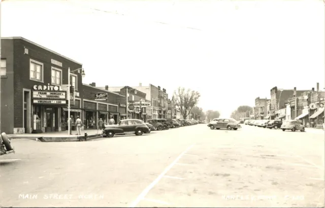 MAIN STREET VIEW antique real photo postcard rppc HARTLEY IOWA IA 1940s o'brien