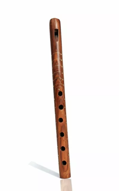 13 inch Hand Carved Wooden Decorative Flute Indian Musical Instrument-Free Ship