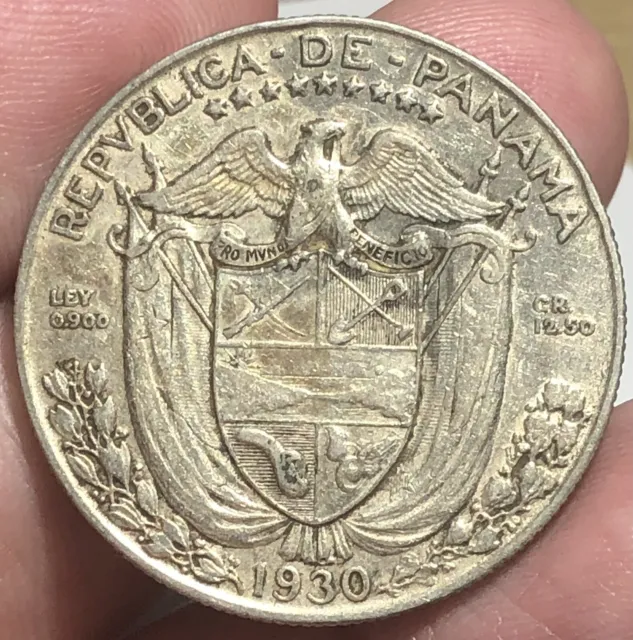 PANAMA KM12.2 1/2 Balboa 1930 Silver Nice Coin