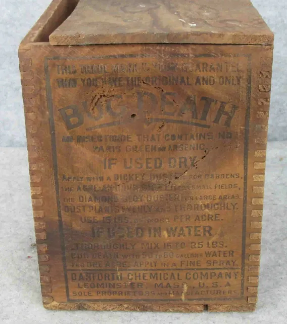 Advertising Danforth Chemical BUG DEATH Country Store Wood Box Leominster Mass 3