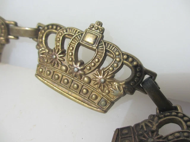 Victorian Brass Chain Light Old Antique Belt Curtain Tie Back Holder Crown 42"L 5