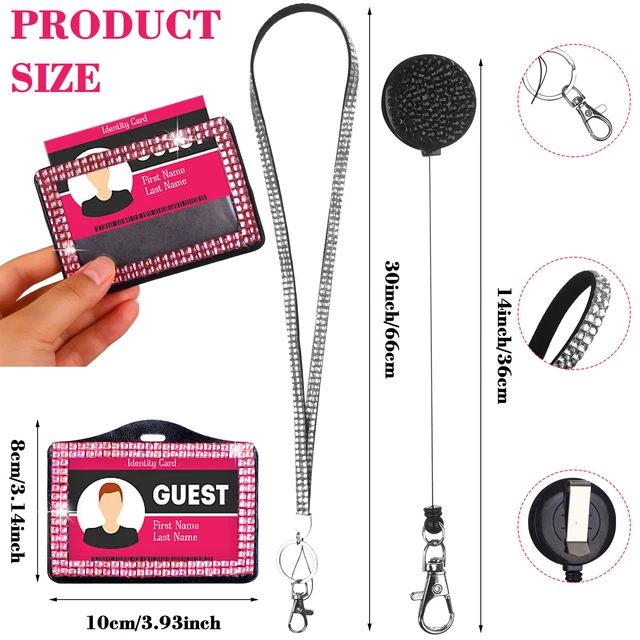 3 Set Rhinestone Bling Lanyard With ID Badge Holder Lanyard Bling ID Card Hol ^^