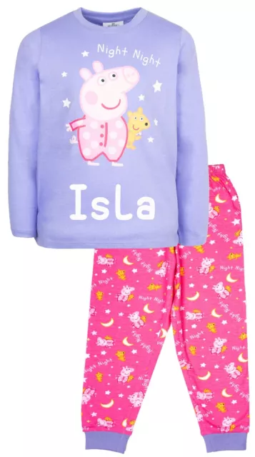 Peppa Pig Personalised  Pyjama for Girls Long Sleeve Winter PJ Set Christmas Gif