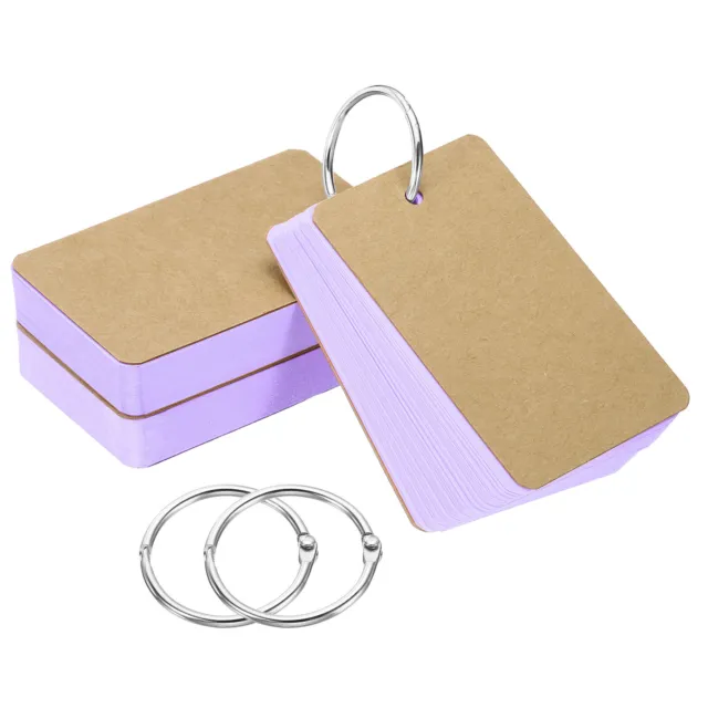 3.5" x 2" Blank Flash Cards with Rings Study Card Index Cards Note Purple 150pcs