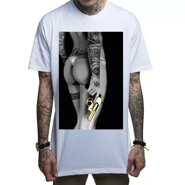 Mafioso Homme GOLDIE Blanc T-Shirt Vêtements Tatouage Crâne