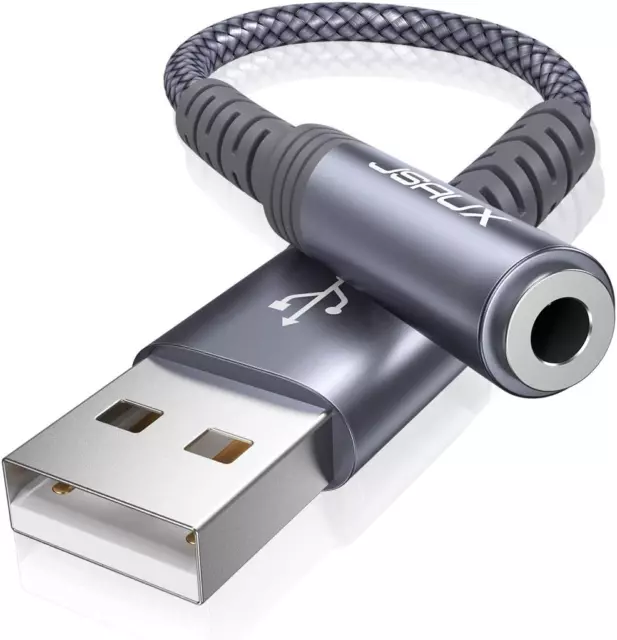 JSAUX USB a Auf 3.5Mm Klinke Aux Adapter, USB Auf Aux Audio Headset Adapter TRRS