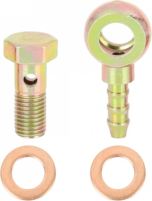 X AUTOHAUX 8mm Banjo Tuyau Barbelé Boulon Raccords Bronzé Métal pour Moto