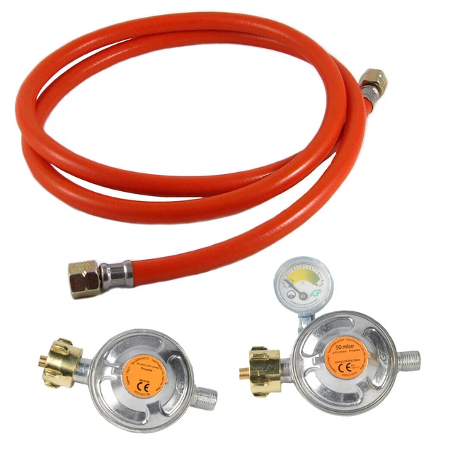 GASSCHLAUCH DRUCKREGLER MANOMETER Druckminderer Gasgrill 3 Längen 80, 150 200cm EUR 7,95