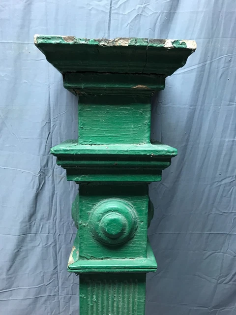 Vintage Shabby Green Fluted Bullseyes Porch Post 6x42 Old Chic Garden 1208-22B 3