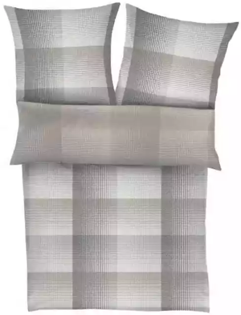 Bettwäsche Flanell 135x200cm Kariert Grau Beige