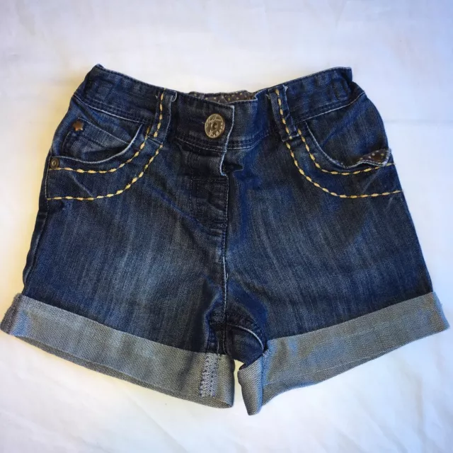 girls next dark blue denim shorts with turn ups 3-4 years preloved excellent