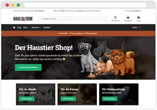 Haustier Shop Amazon Affiliate Shop über Haustiere und Zubehöhr