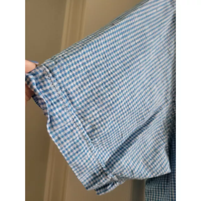 TOMMY BAHAMA MENS blue gingham linen blend Camp shirt size M short ...