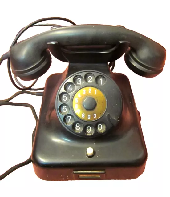 Wählscheibentelefon schwarz W48 W 48 vintage Bakelit Fernsprecher phone 40785