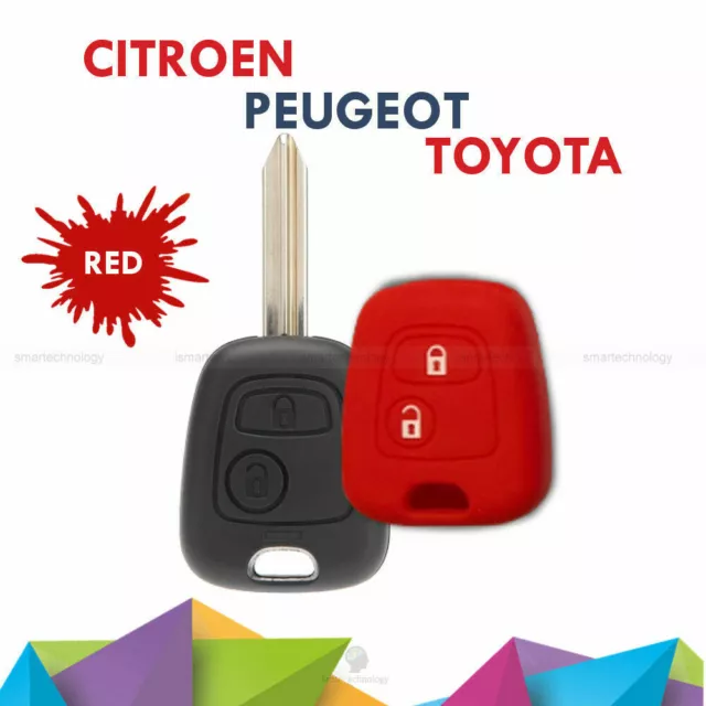 Guscio Scocca Cover In Silicone Rosso Per Chiave Telecomando 2 Tasti Toyota Aygo