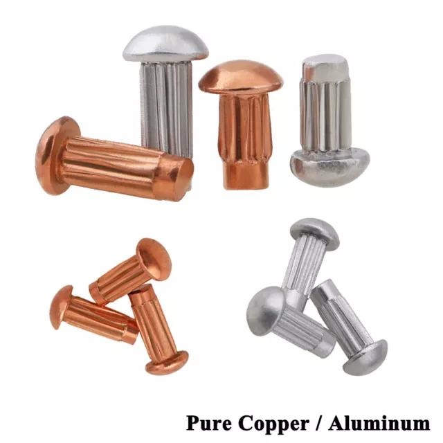 Solid Pure Copper / Aluminum Hammer Drive Screws Knurled Rivets for Name Plates