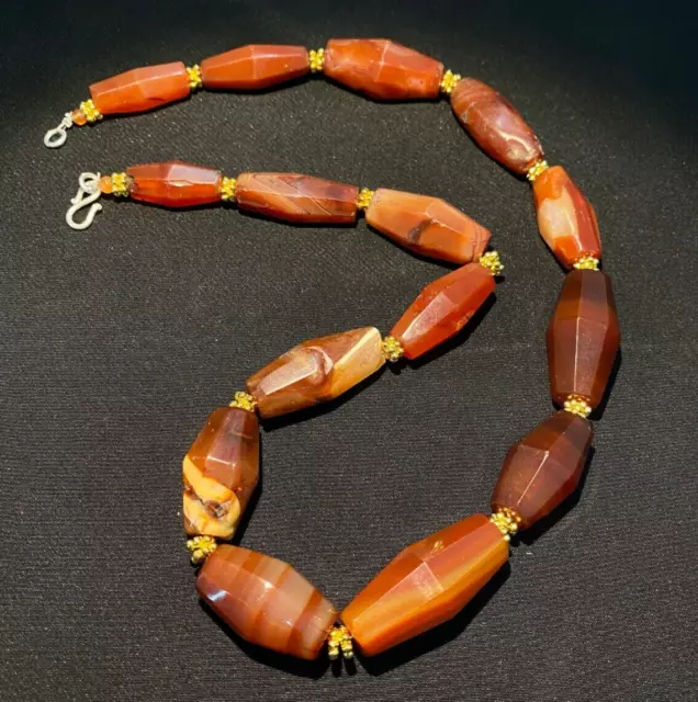 Antique old Beads carnelian Angkor Cambodian antiquity amulet jewelry strand 9