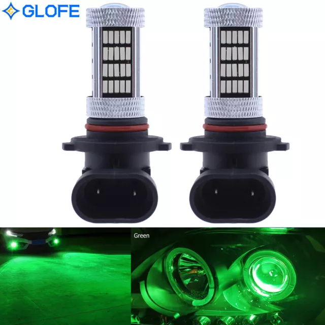 2 Pack HB3 9005 9145 2000K Green LED Bulbs 92SMD 4014 DRL Light Super Bright