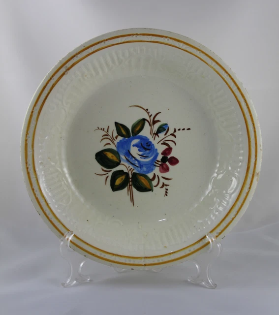 Antiguo Plato o Fuente ceramica Agallonada MANISES 30cm Ø pintado a mano c.1920