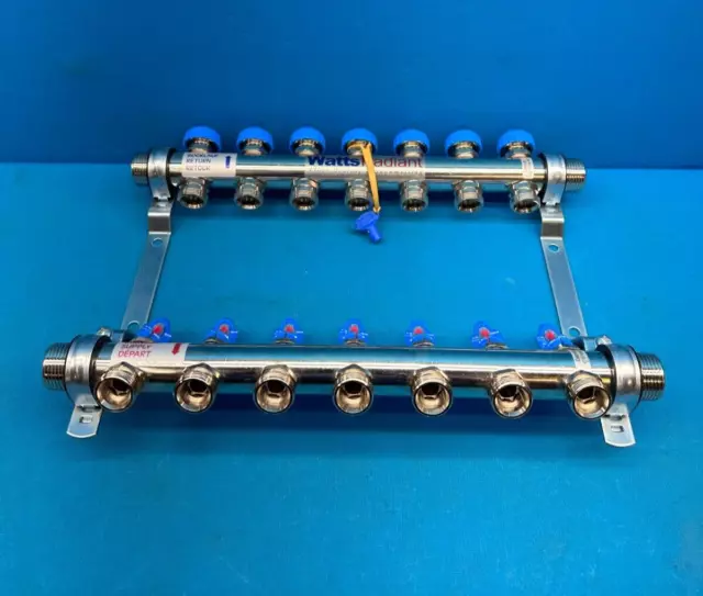 Watts Radiant 7-Circuits Stainless Steel Floor Heating Flowmeter Manifold